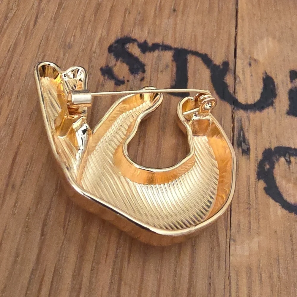 Nwot ZARA Gold Hand Sculptural Ok Brooch